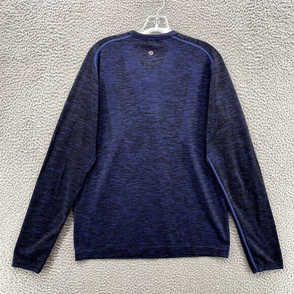 Lululemon Swiftly Tech Henley Shirt Mens Medium Blue Long Sleeve Performance Gym - Picture 5 of 13